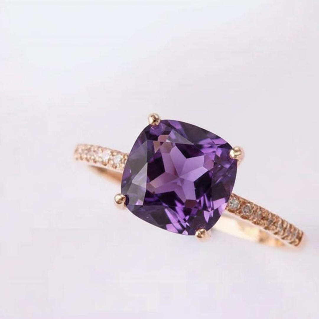 Vintage-inspired Gold Amethyst Statement Ring - Etsy