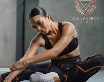 Lines Black Yoga Leggings – High Waist, Stretchy & Comfortable Activewear | Gaia Energy Studio