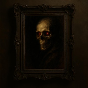 Dark Skull Art Print | Gothic Skull Wall Art | Horror Digital Download | Haunted Skull Decor | Creepy Halloween Artwork | Instant Download