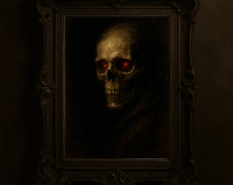 Dark Skull Art Print | Gothic Skull Wall Art | Horror Digital Download | Haunted Skull Decor | Creepy Halloween Artwork | Instant Download