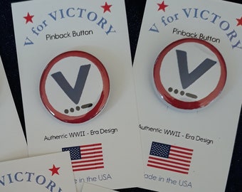V for Victory Pinback Button