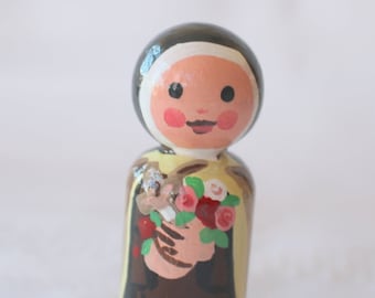 St. Therese Peg Doll 2 1/4" Small Size - Hand Painted