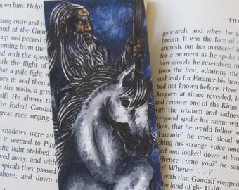 Gandalf the White Rider Bookmark Original Watercolor