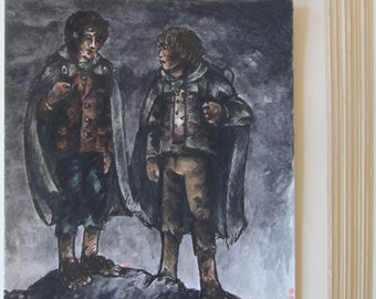 Frodo and Sam Miniature Original Watercolor