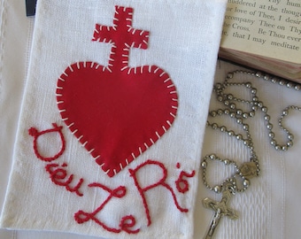 Dieu Le Roi Sacred Heart Badge Hand Embroidered large size