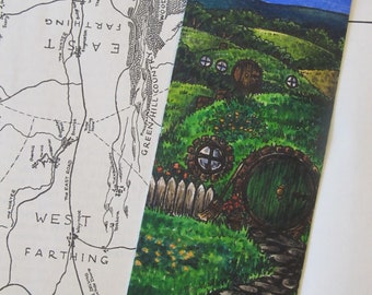Hobbit Hole Shire Bookmark Original Watercolor