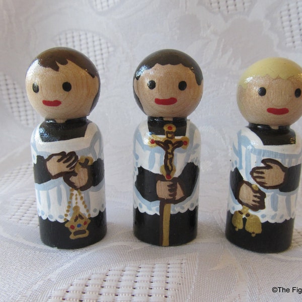 Altar Boy Peg Dolls Set of Three  - Small Size 2 1/4"