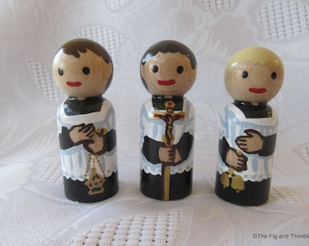 Altar Boy Peg Dolls Set of Three  - Small Size 2 1/4"