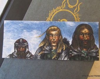 Aragorn Legolas and Gimli Miniature Bookmark Original Watercolor