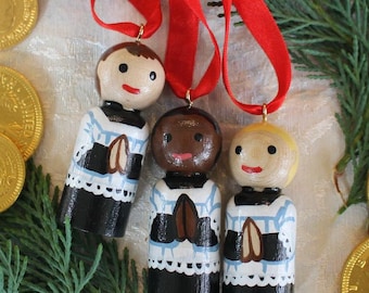 Altar Boy Peg Doll Christmas Ornament - Customizable - Small Size 2 1/4"