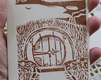 Hobbit Inspired Party Invitations or blank note cards - Handstamped Set of Eight from hand carved stamp -  Tolkien Lord of the Rings LOTR