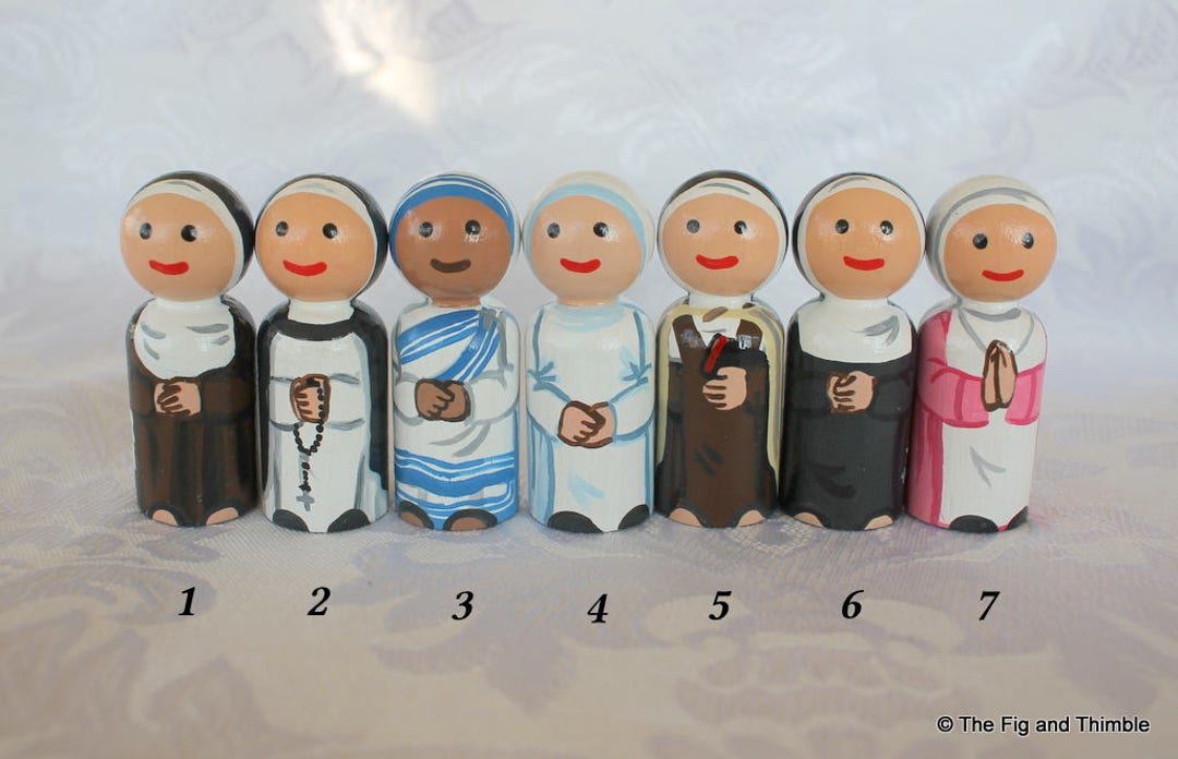 Catholic Nun Peg Doll - Choose One - Benedictine, Carmelite, Dominican - 2 1/4" Small Size - Etsy