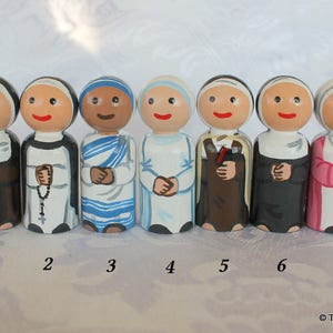 Catholic Nun Peg Doll Choose One Benedictine, Carmelite, Dominican 2 1/4 Small Size image 1