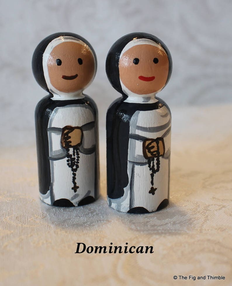 Catholic Nun Peg Doll Choose One Benedictine, Carmelite, Dominican 2 1/4 Small Size image 3