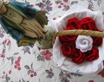 Crocheted  Rosary Roses - One Decade Set - Red, Pink or White