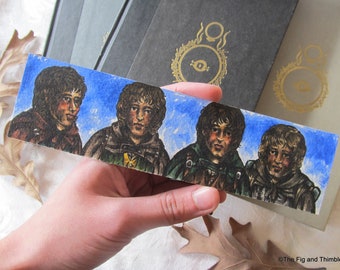 Hobbit Poetry Watercolor Bookmark Frodo, Sam, Merry and Pippin