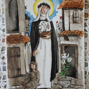 Custom Saint watercolor painting choose your saint imagem 8