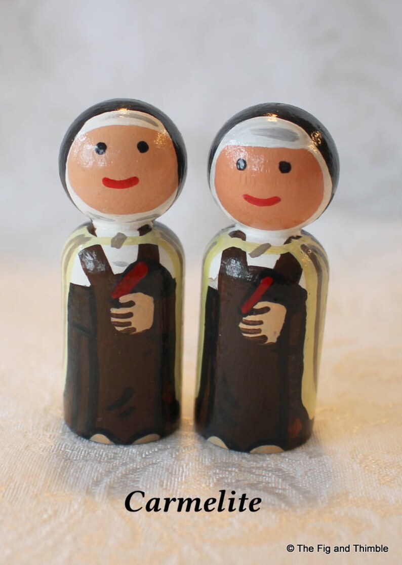 Catholic Nun Peg Doll Choose One Benedictine, Carmelite, Dominican 2 1/4 Small Size image 7