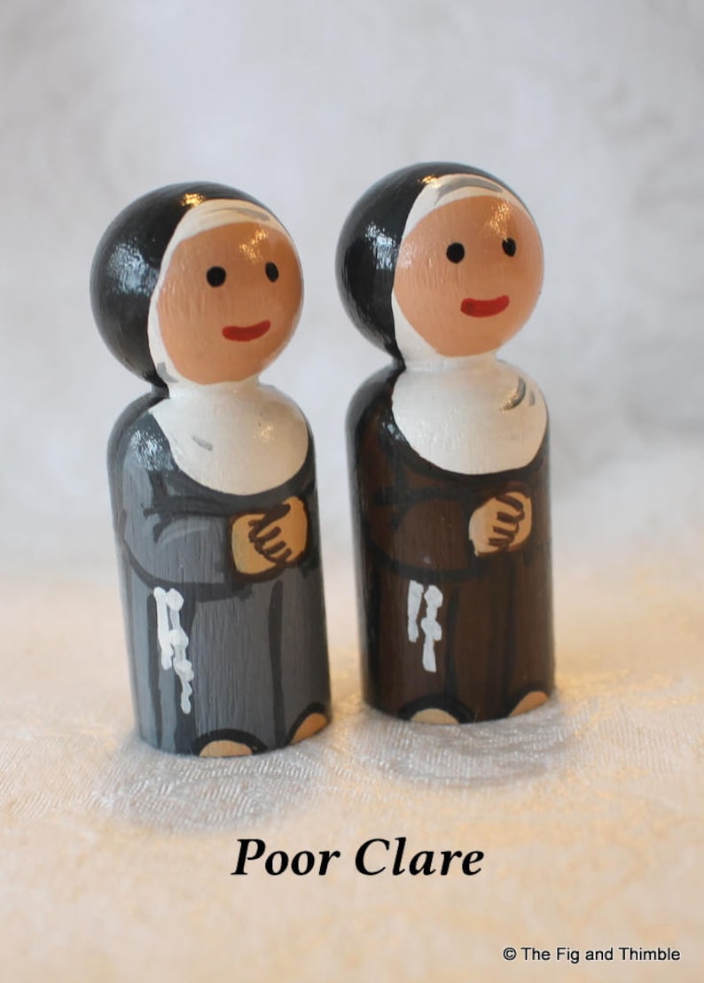 Catholic Nun Peg Doll Choose One Benedictine, Carmelite, Dominican 2 1/4 Small Size image 2