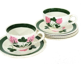 Blue Ridge Pottery Sweet Clover Cups and Saucers Southern Potteries