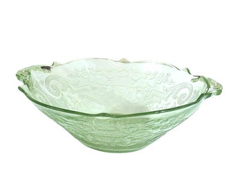 Green Depression Glass Bowl Uranium Glass