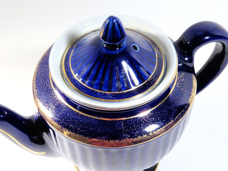 Hall Cobalt Los Angeles Fluted Teapot Etsy