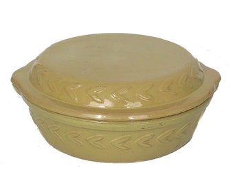 Old Yellow Ware Casserole Bowl