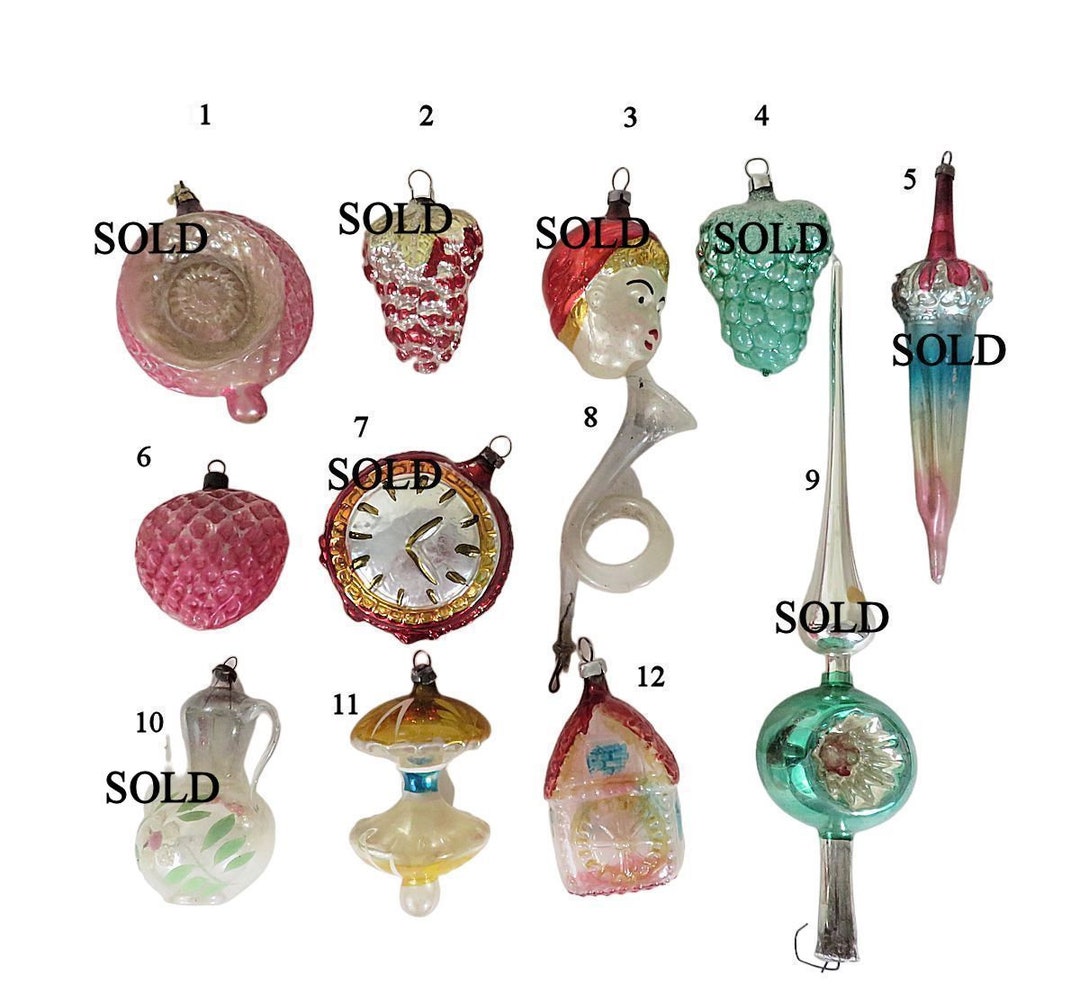 Choice of Vintage Glass Christmas Ornaments Etsy
