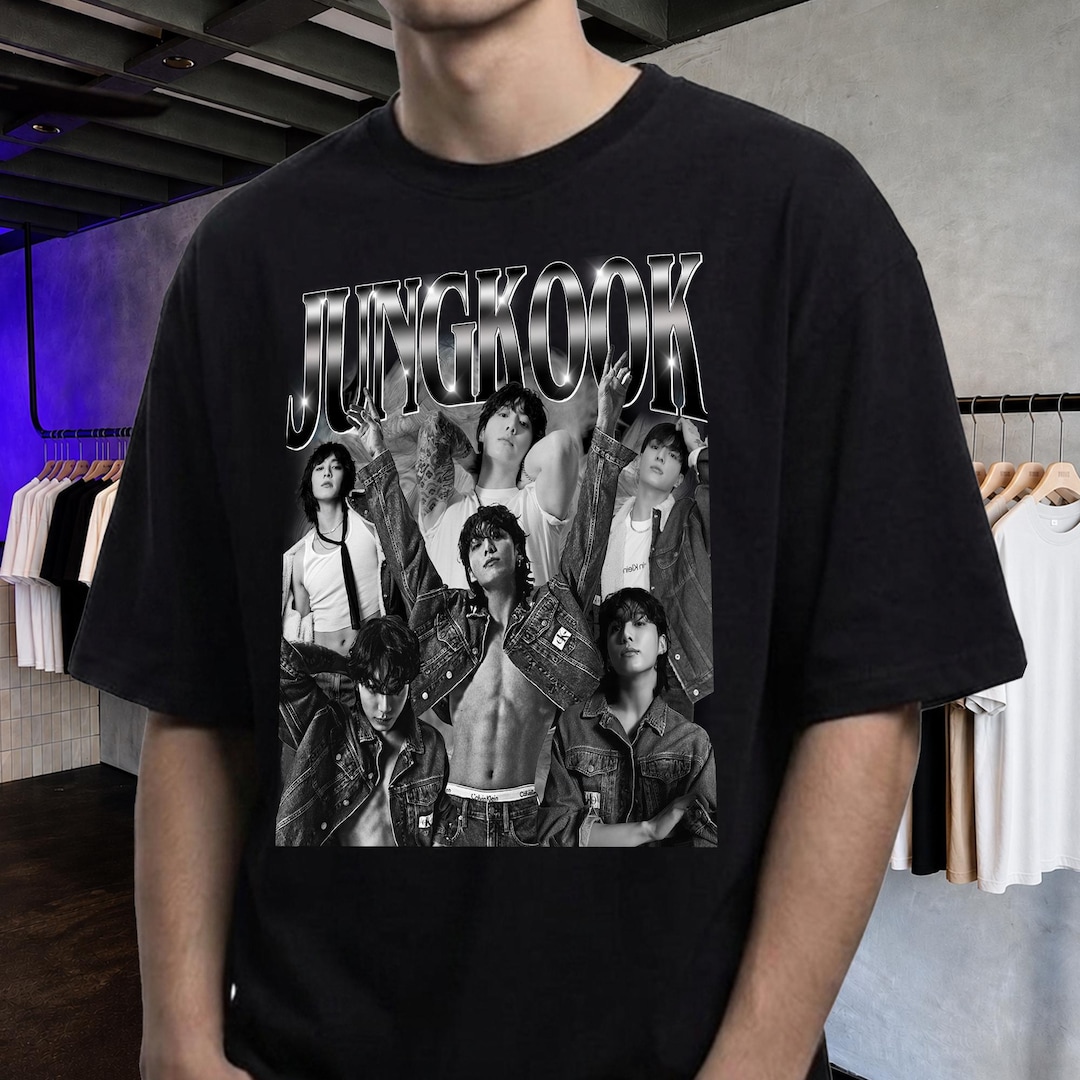 Black & White Edition Jungkook Tee, 90s Vintage Style Unisex Shirt