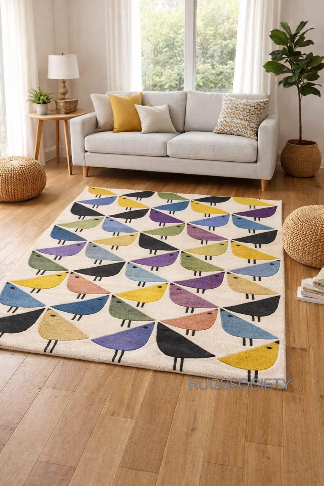 Hand-tufted Colorful Bird Rug | Modern Nursery Decor - Etsy