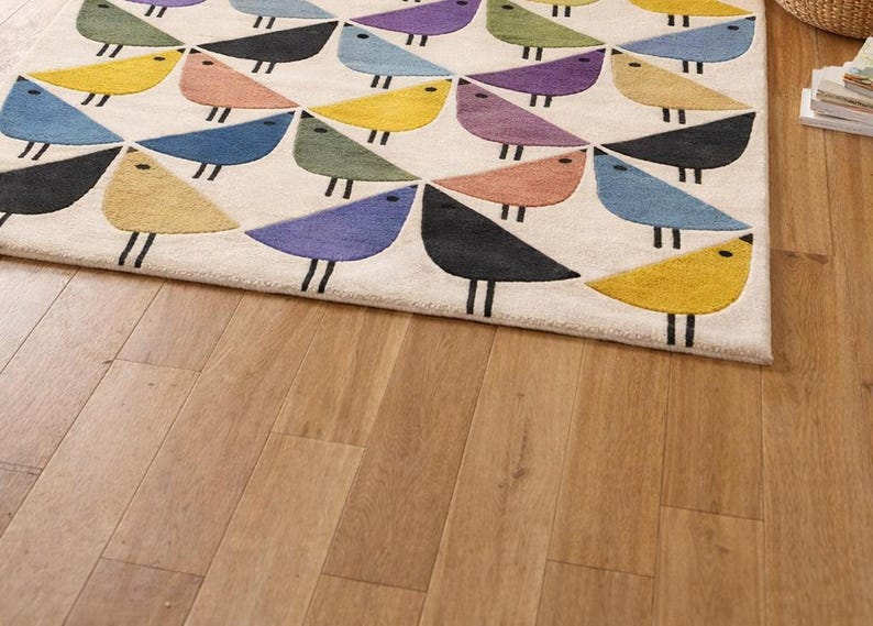Bright Bird Rug Hand-tufted Colorful Bird Rug | Modern Nursery Decor - Etsy