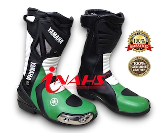 Yamaha Motorbike Leather Racing Safety Boots Motorcycle Riding Shoes for Bikers