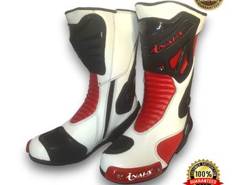 Brand New Inahs Motorbike Leather Racing Boots Motorcycle Riding Shoes for Bikers original Leather