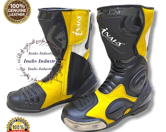 Elegant Design Inahs Motorbike Leather Racing Boots Motorcycle Riding Shoes for Bikers