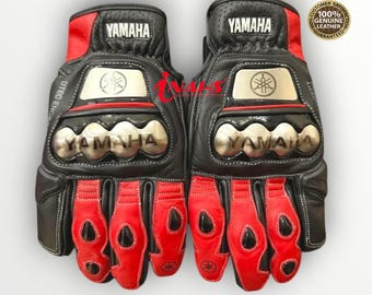 Yamaha Short Motorbike Cowhide Leather Riding Motorcyle Gloves with Protection