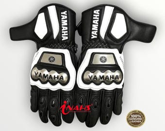 Yamaha Motorbike Cowhide Leather Riding Motorcyle Gloves with Protection Available in all Colors & Sizes