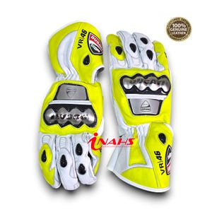 Guantes de moto Ducati VR46 de piel de vacuno con protección.