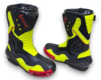 Top Model Inahs Motorbike Leather Racing Boots Motorcycle Riding Shoes for Bikers original Leather