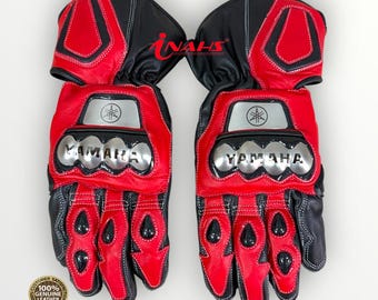 Yamaha Motorbike Cowhide Leather Riding Motorcyle Gloves with Protection