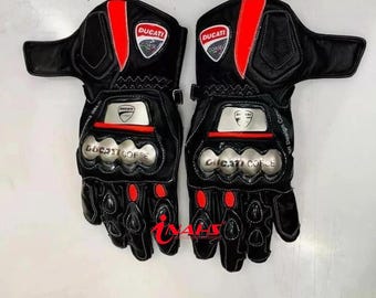 Ducati Motorbike Cowhide Leather Riding Motorcyle Gloves with Protection Available in all Colors & Sizes