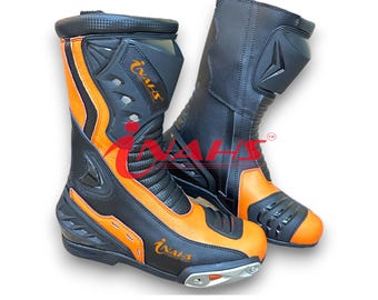 Inahs Motorbike Leather Racing Boots Motorcycle Riding Shoes for Bikers original Leather