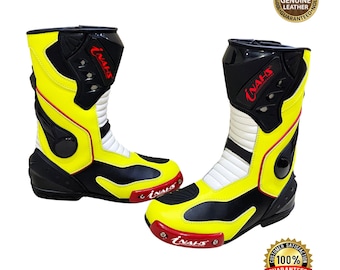 Brand New Inahs Motorbike Leather Racing Boots Motorcycle Riding Shoes for Bikers original Leather