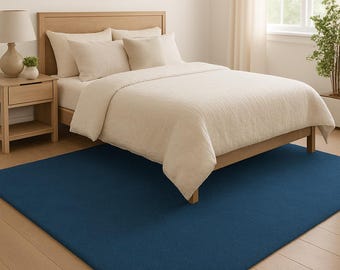 Hand-Tufted Blue Wool Rug, Modern Solid Area Rug