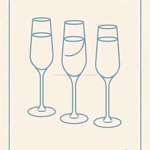 Confezione da 2 stampe digitali da parete con carte da gioco, mimosa e cocktail, decorazione estetica blu e pulita per ragazze