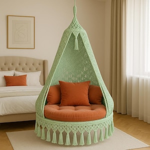 Macrame Swing Chair, Macrame Hammock swing, Macrame Hanging Chair, Macrame Rocking Swing Chair, Hanging chair indoor, Chair hanging outdoor