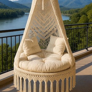 Macrame Swing Chair, Macrame Hammock swing, Macrame Hanging Chair, Macrame Rocking Swing Chair, Hanging chair indoor, Chair hanging outdoor