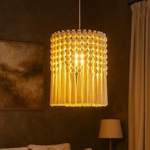 Boho Macrame Chandelier: Handmade Woven Pendant Light