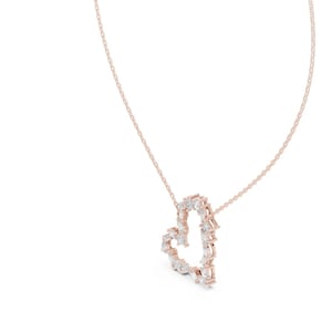 Heart Engagement Moissanite Pendant Necklace, 14k Solid Gold Round Cut Diamond Pendant Handmade Wedding Gift Necklace, Gift For Women