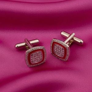 Red Cufflinks Mens Gold Cufflinks Wedding Cufflinks Groom Cufflinks Ruby Red Cufflinks Mens Jewelry Gift for Him Anniversary Gift