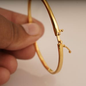 Single Diamond Bangle, 14k Gold Plated Moissanite Bracelet, Handmade Round Shape Womens Bangle, 925 Sterling Silver Wedding Gift For Her